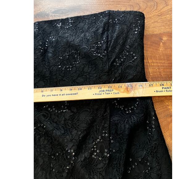 WHITE HOUSE BLACK MARKET Sequin Dress Size 14 Black Strapless Formal Cocktail - Picture 6 of 10